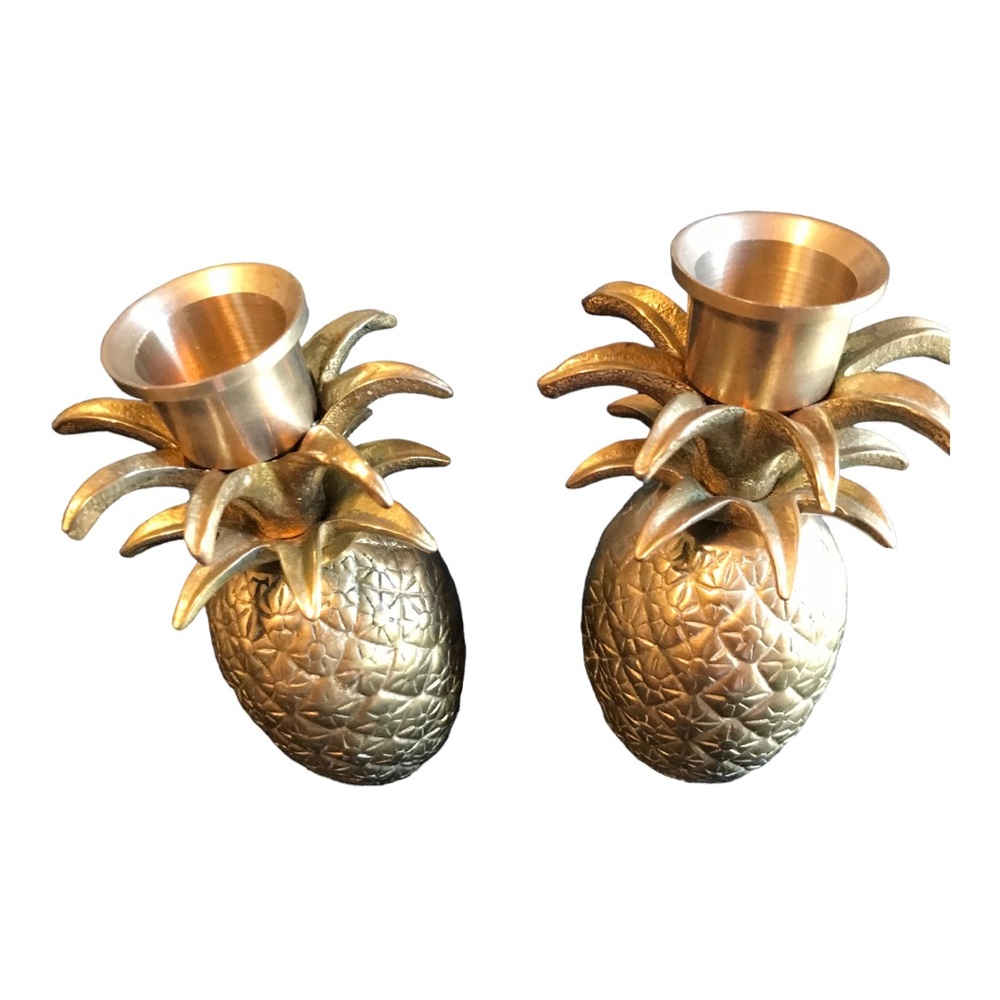 Brass pineapple candle holders